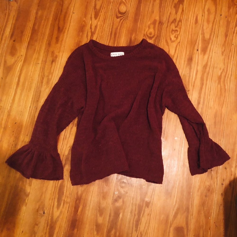 RED BELL SLEEVE SWEATER